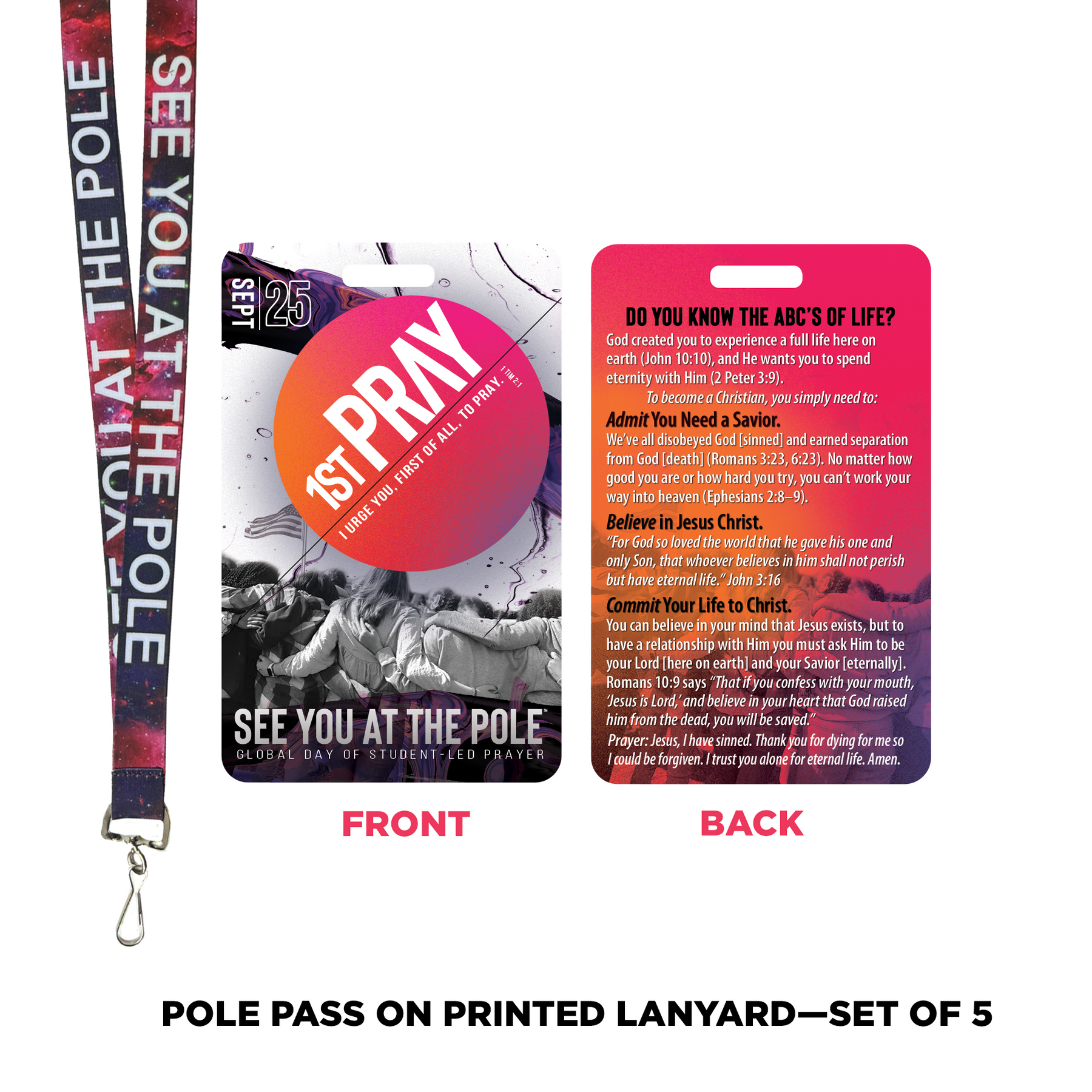 Printed Lanyard with Pole Pass (set of 5)