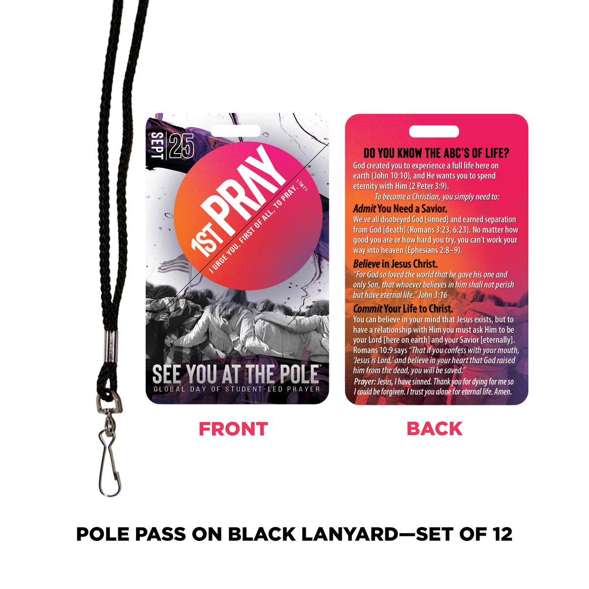 Pole Pass on Black Lanyard (set of 12)