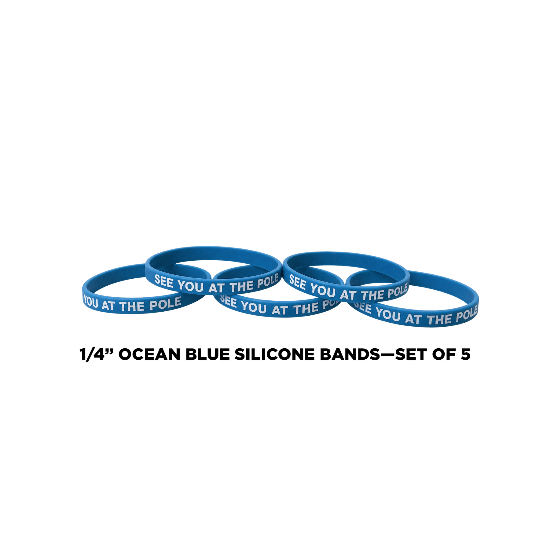 1/4" Ocean Blue Silicone Band (set of 5)