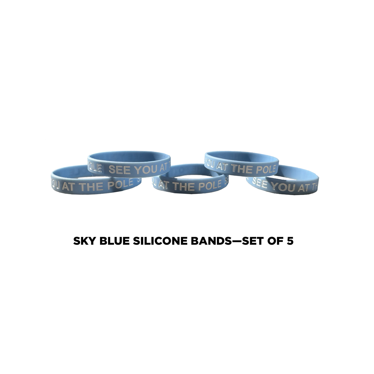 1/2" Wide Sky Blue Silicone Band (set of 5)