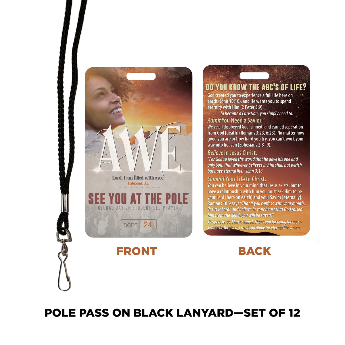 Pole Pass on Black Lanyard (set of 12)