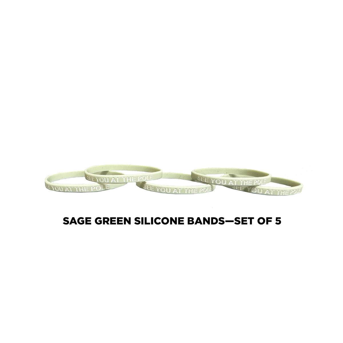 1/4" Wide Sage Green Silicone Band (set of 5)