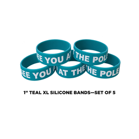 1" Teal Blue Silicone Band (set of 5)