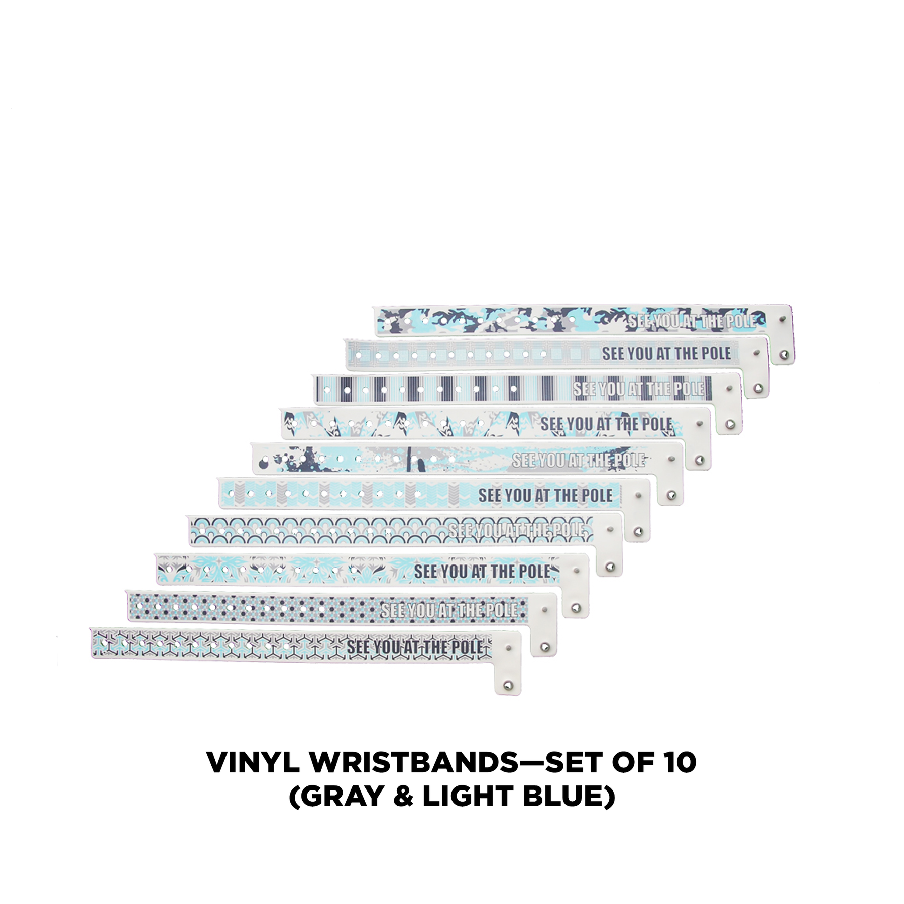 Vinyl Wristband (set of 10)—Light Blue and Gray